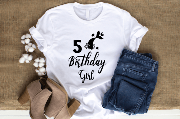 Mermaid 5th Birthday Girl: Graphics for T-Shirt Designs & More
